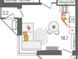 Продается 1-комнатная квартира ЖК Рекорд 2, литера 5, 43.3  м&sup2;, 11379240 рублей