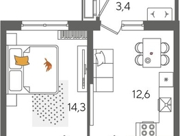 Продается 1-комнатная квартира ЖК Рекорд 2, литера 5, 41.4  м&sup2;, 9907020 рублей