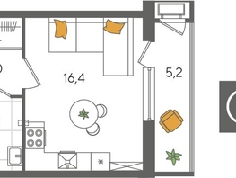 Продается Студия ЖК Рекорд 2, литера 1, 29.7  м&sup2;, 8339760 рублей