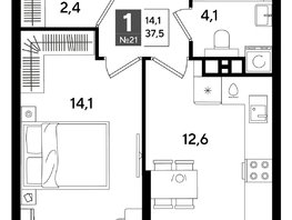 Продается 1-комнатная квартира ЖК DOGMA PARK (Догма парк), литера 16, 37.5  м&sup2;, 7406250 рублей