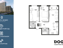 Продается 2-комнатная квартира ЖК Порто-Ново, литера 6, 67.8  м&sup2;, 11119200 рублей