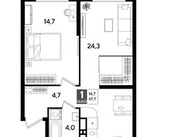 Продается 1-комнатная квартира ЖК DOGMA PARK (Догма парк), литера 19, 47.2  м&sup2;, 8557360 рублей