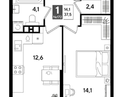 Продается 1-комнатная квартира ЖК DOGMA PARK (Догма парк), лит 20, 37.5  м&sup2;, 7316250 рублей