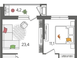 Продается 1-комнатная квартира ЖК Рекорд 2, литера 6, 48.8  м&sup2;, 10740880 рублей