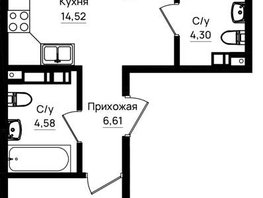 Продается 2-комнатная квартира ЖК Резиденция морей, корпус Е1, 62.82  м&sup2;, 13820400 рублей