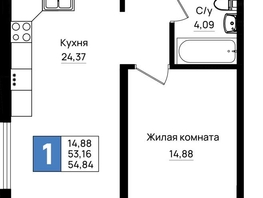 Продается 1-комнатная квартира ЖК Резиденция морей, корпус Д1, 54.84  м&sup2;, 12887400 рублей