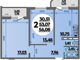Продается 2-комнатная квартира ЖК Южная долина, литер 2, 56.08  м&sup2;, 6213664 рублей