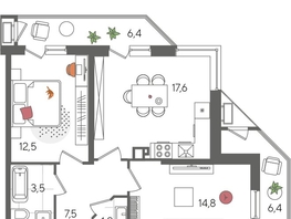 Продается 2-комнатная квартира ЖК Рекорд 2, литера 5, 70.6  м&sup2;, 14310620 рублей