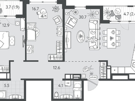 Продается 2-комнатная квартира ЖК Все Свои ВИП, литер 7, 87.9  м&sup2;, 26370000 рублей