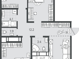 Продается 3-комнатная квартира ЖК Все Свои ВИП, литер 7, 96.95  м&sup2;, 29085000 рублей