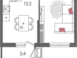 Продается 1-комнатная квартира ЖК Рекорд 2, литера 5, 41.4  м&sup2;, 11099340 рублей
