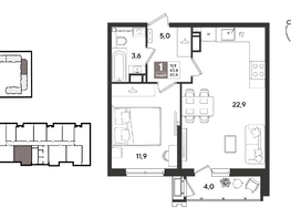 Продается 1-комнатная квартира ЖК Рекорд 2, литера 1, 46.8  м&sup2;, 11732760 рублей