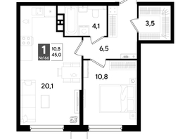 Продается 1-комнатная квартира ЖК ДОГМА ПАРК, литера 18, 45  м&sup2;, 8496000 рублей