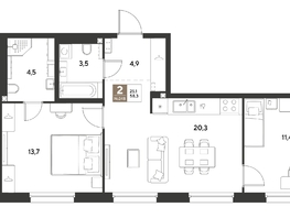 Продается 2-комнатная квартира ЖК ГРЕЙД, литер 13, 58.3  м&sup2;, 8803300 рублей