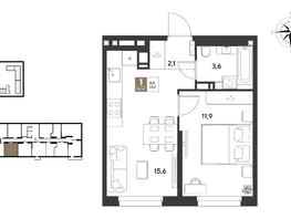 Продается 1-комнатная квартира ЖК ГРЕЙД, литер 14, 33.2  м&sup2;, 5989281 рублей