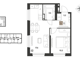 Продается 1-комнатная квартира ЖК ГРЕЙД, литер 14, 36.6  м&sup2;, 6529440 рублей