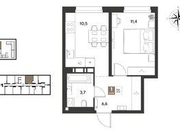 Продается 1-комнатная квартира ЖК ГРЕЙД, литер 14, 32.2  м&sup2;, 6047161 рублей