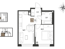Продается 1-комнатная квартира ЖК ГРЕЙД, литер 14, 34  м&sup2;, 6317200 рублей
