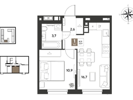 Продается 1-комнатная квартира ЖК ГРЕЙД, литер 14, 33.9  м&sup2;, 6169800 рублей