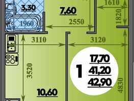 Продается 1-комнатная квартира ЖК Парк у дома, литера 7.3, 42.9  м&sup2;, 7869999 рублей