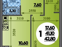 Продается 1-комнатная квартира ЖК Парк у дома, литера 7.3, 42.8  м&sup2;, 7659999 рублей