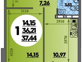 Продается 1-комнатная квартира ЖК Восточный, литера 37, 37.44  м&sup2;, 5578560 рублей