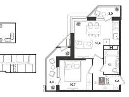 Продается 1-комнатная квартира ЖК Рекорд 2, литера 5, 46.8  м&sup2;, 11779560 рублей