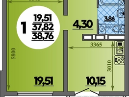 Продается 1-комнатная квартира ЖК Город у моря, литера 23, 38.76  м&sup2;, 7417999 рублей