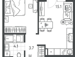 Продается 1-комнатная квартира ЖК Все Свои ВИП, литер 7, 37.5  м&sup2;, 8812500 рублей