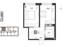Продается 1-комнатная квартира ЖК ГРЕЙД, литер 13, 32.2  м&sup2;, 6098681 рублей