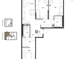 Продается 3-комнатная квартира ЖК ГРЕЙД, литер 13, 78.9  м&sup2;, 12268950 рублей