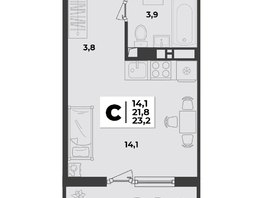 Продается Студия ЖК Лето, литер 2.1, 23.2  м&sup2;, 4238120 рублей