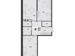 Продается 2-комнатная квартира ЖК Лето, литер 2.2, 62.2  м&sup2;, 8857400 рублей