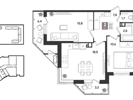 Продается 2-комнатная квартира ЖК Рекорд 2, литера 2, 65.8  м&sup2;, 14587860 рублей