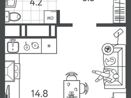 Продается Студия ЖК Все Свои ВИП, литер 4, 26.95  м&sup2;, 7411250 рублей