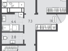 Продается 2-комнатная квартира ЖК Все Свои ВИП, литера 3, 64.3  м&sup2;, 15624900 рублей