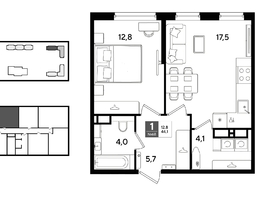 Продается 1-комнатная квартира ЖК ДОГМА ПАРК, литера 22, 44.1  м&sup2;, 8198190 рублей