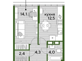 Продается 1-комнатная квартира ЖК ДОГМА ПАРК, литера 9, 37.3  м&sup2;, 7198900 рублей