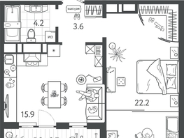 Продается 1-комнатная квартира ЖК Все Свои ВИП, литер 7, 47.55  м&sup2;, 11412000 рублей