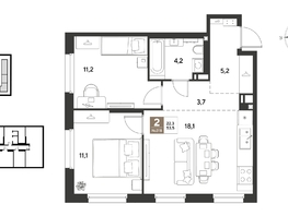 Продается 2-комнатная квартира ЖК ГРЕЙД, литер 13, 53.5  м&sup2;, 8704450 рублей