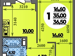 Продается 1-комнатная квартира ЖК Парк у дома, литера 7.3, 36.5  м&sup2;, 6510000 рублей