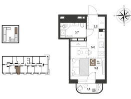 Продается Студия ЖК ГРЕЙД, литер 13, 22.5  м&sup2;, 4491000 рублей