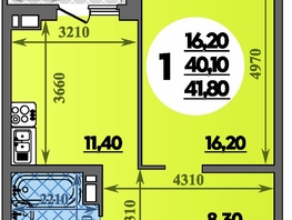 Продается 1-комнатная квартира ЖК Парк у дома, литера 7.3, 41.8  м&sup2;, 7750000 рублей