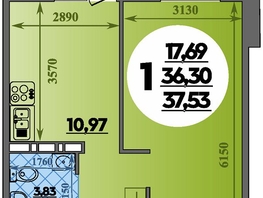 Продается 1-комнатная квартира ЖК Восточный, литера 42, 37.53  м&sup2;, 5349825 рублей
