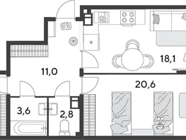 Продается 2-комнатная квартира ЖК Парк Победы 2, литера 28, 75.1  м&sup2;, 11745640 рублей