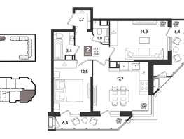 Продается 2-комнатная квартира ЖК Рекорд 2, литера 2, 69.9  м&sup2;, 14490271 рублей