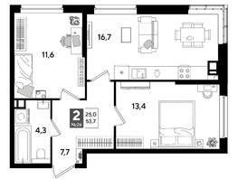 Продается 2-комнатная квартира ЖК ДОГМА ПАРК, лит 20, 52.7  м&sup2;, 9765310 рублей