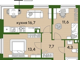 Продается 2-комнатная квартира ЖК ДОГМА ПАРК, литера 18, 52.4  м&sup2;, 9521080 рублей