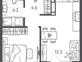 Продается 1-комнатная квартира ЖК Все Свои ВИП, литера 3, 38.3  м&sup2;, 9268600 рублей