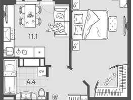 Продается 1-комнатная квартира ЖК Все Свои ВИП, литера 3, 38.8  м&sup2;, 9971600 рублей